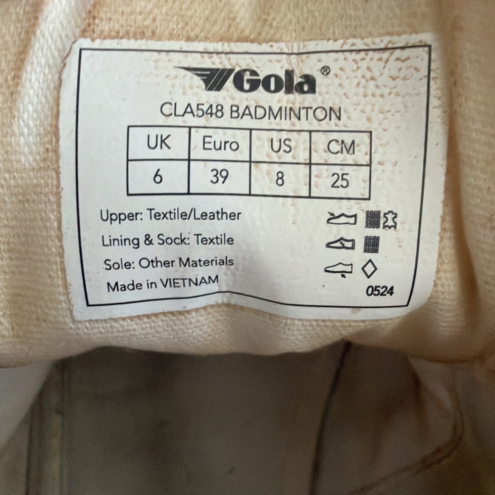 Gola Badminton Sz 8 Casual Canvas Sneakers in Off White Black Canvas Gum Retro - Picture 7 of 7